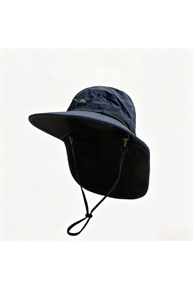 Dark blue Caps Summer Wide Brim Neck Protection Unisex Bucket Hats Outdoor Visor Quick-drying Panama