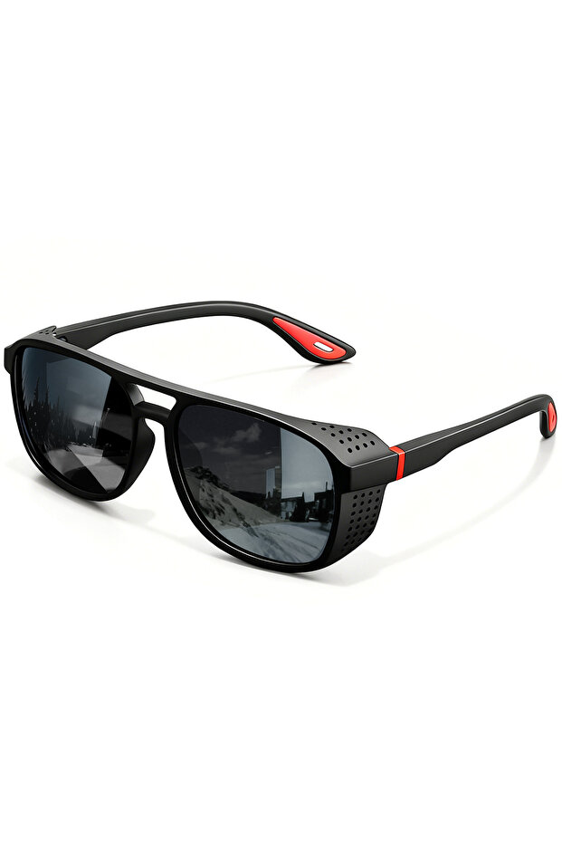 C2 Black red New Punk Polarized Sports Sunglasses Windproof UV400 Lightweight for Cycling Running Dr