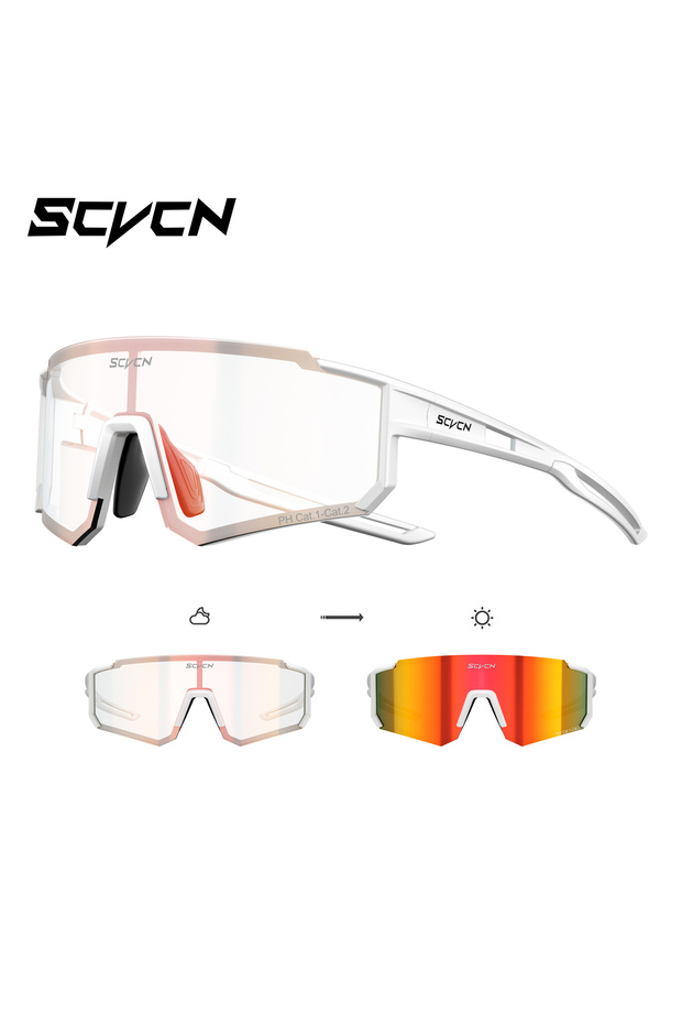 Photochromic RED-08 SCVCN Photochromic Sunglasses for Men Cycling Glasses Cycling Mountain Bike Glas