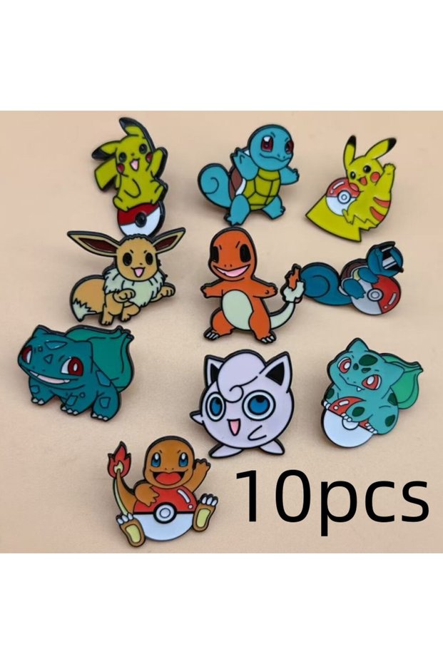 Light Yellow Gold Color 10pcs Cartoon Anime Enamel Pins Metal Brooches Lapel Badges for Backpack Clo
