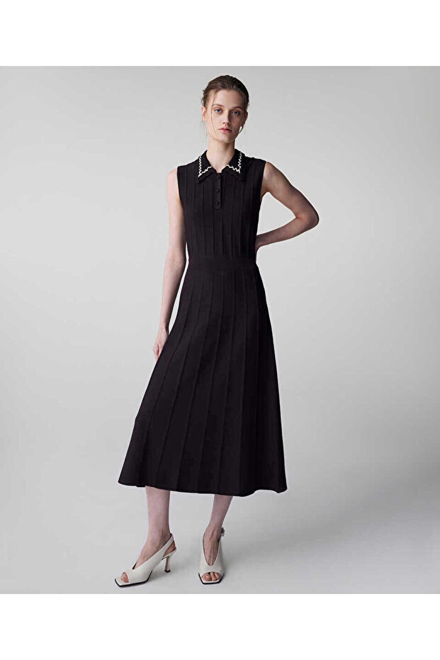 Contrast Collar Knitwear Dress