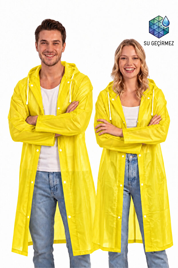 Unisex Yellow Water Windproof Raincoat Hooded