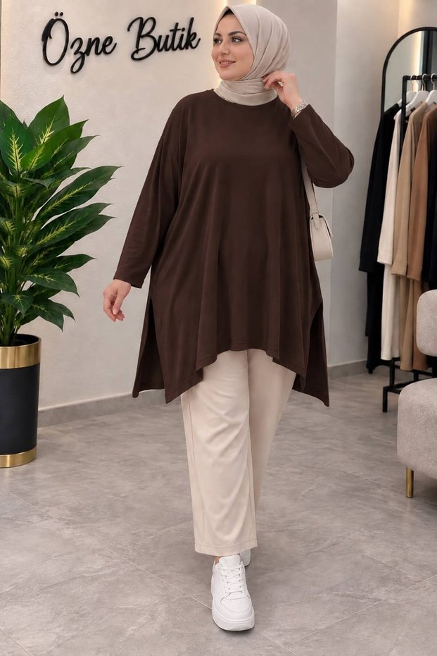 Lina Casual Cut Oversize Combed Cotton Tunic