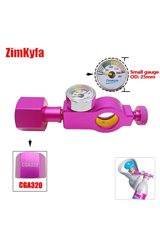 A- US CGA320 CO2 Refill Adapter Fill Station for SodaStream Quick Connect Pink Cylinder Canister Tan