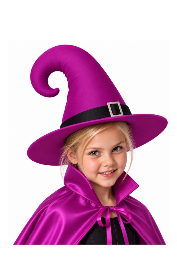 Purple Colorful Witch Hat with Twisted Buckle Detail