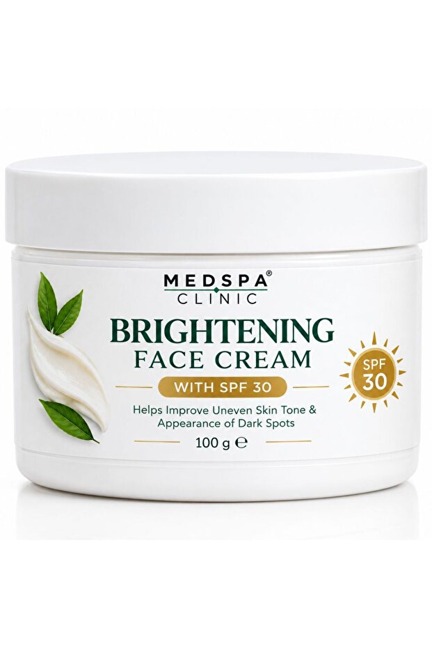 Skin Lightening Cream with SPF 30 – 100g – Brightening & Moisturizing Daily Face Cream – UV Protection – Fragrance Free – For All Skin Types – Even Tone & Hydration