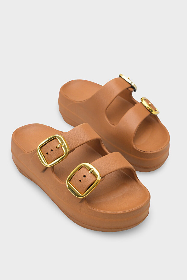 Nicki Eva Double Buckled Wedge Sole Women's Slipper