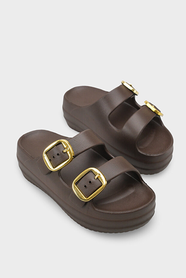 Nicki Eva Double Buckled Wedge Sole Women's Slipper