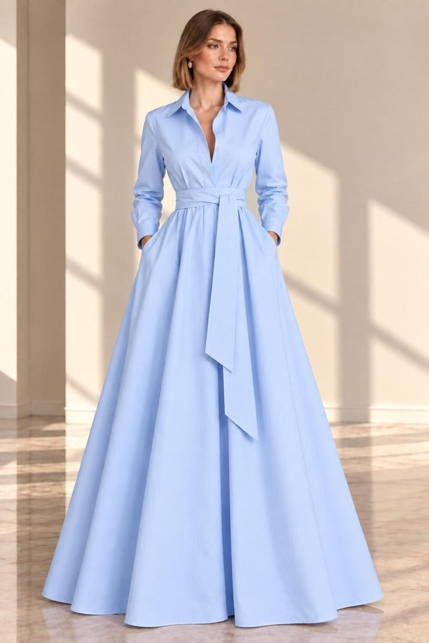 Maxi Boy Double-Breasted Stylish Invitation Dress with Closure Cou-36