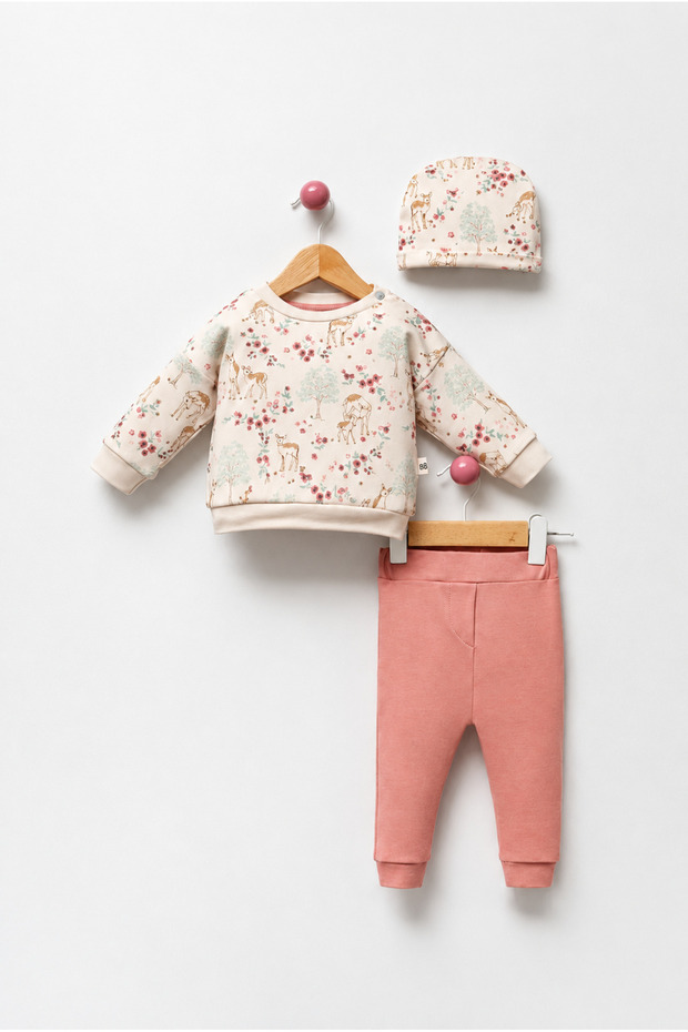 Cute Gazelle Printed Baby Girl Set of 2