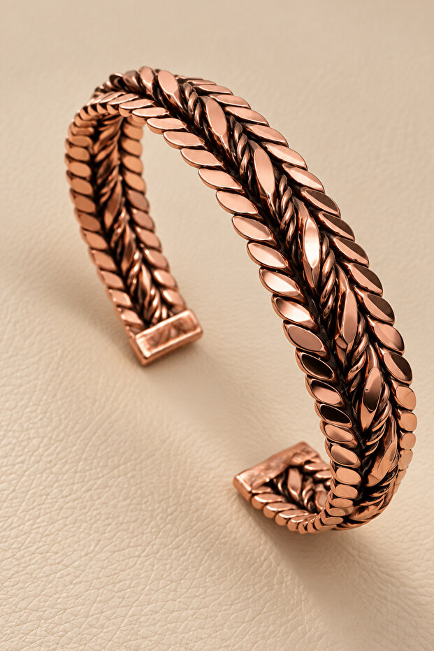 Women's Copper Bracelet Triple Twist Weave Model Handcrafted Adjustable Copper Bracelet