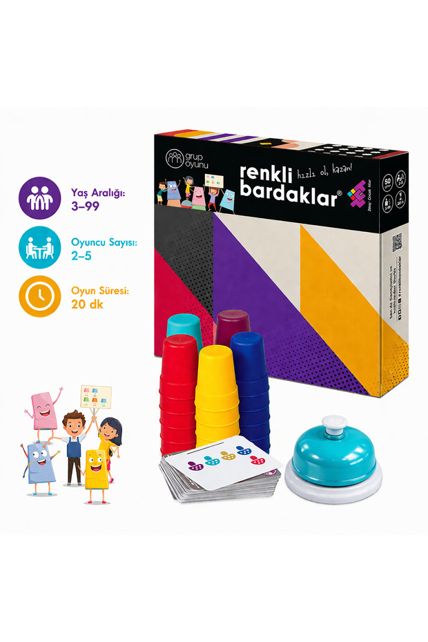 Colorful Cups Brain Teaser Game 3 Years Old 50 Tasks 2-5 Players