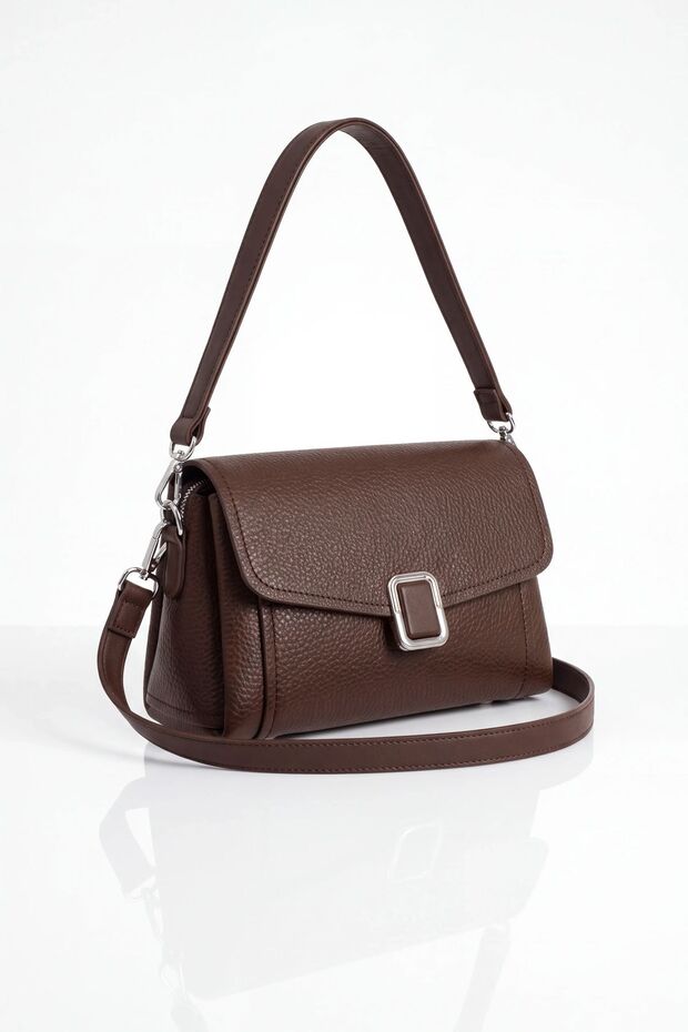 As 732 Soft Leather Very Versatile Small Size Shoulder and Crossbody Bag Brown