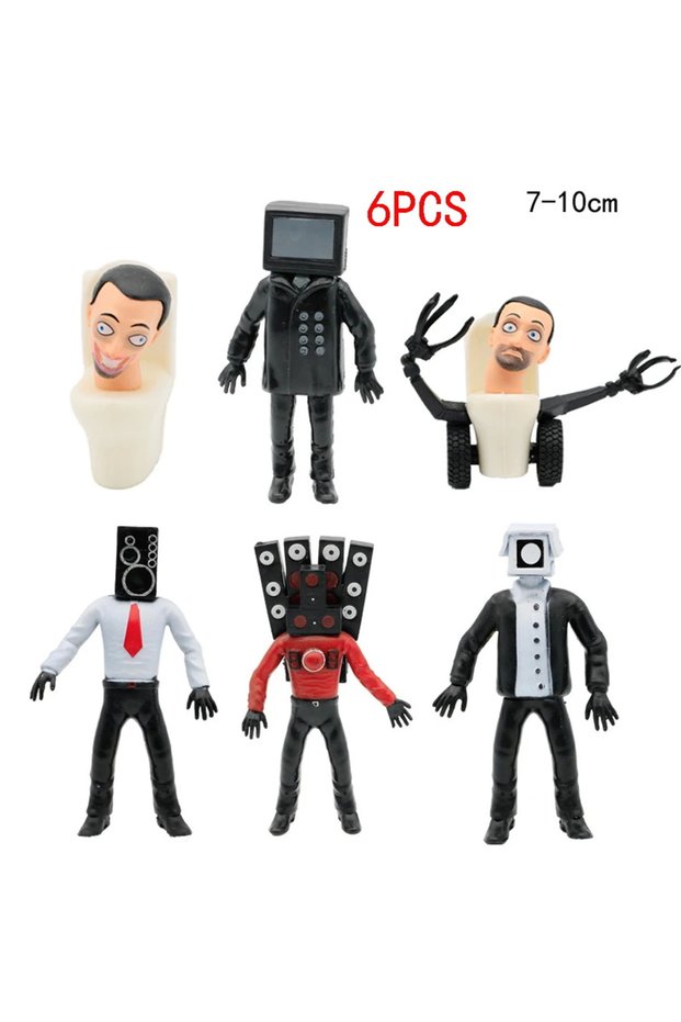 Bandai 6 Pcs-A New KDL SWAT Skibidi Toilet Man Figures Anime Doll Toys TvMan Titan Cameraman Speaker