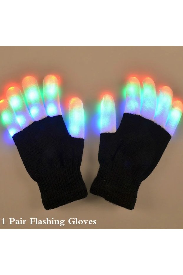 Kids LED Glow Glove Rave Light Neon Party Flashing Gloves Glow Finger Tip Lighting Bright Supplies F