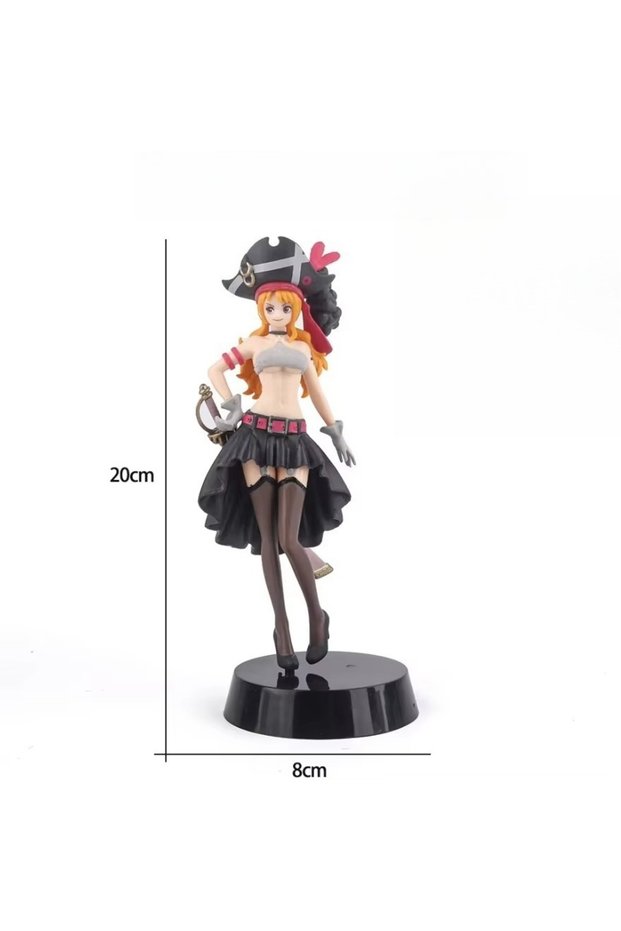 No-Box 19CM Anime One Piece Nami Black Clothes Action Figure ONE PIECE FILM RED Dress Up Figu