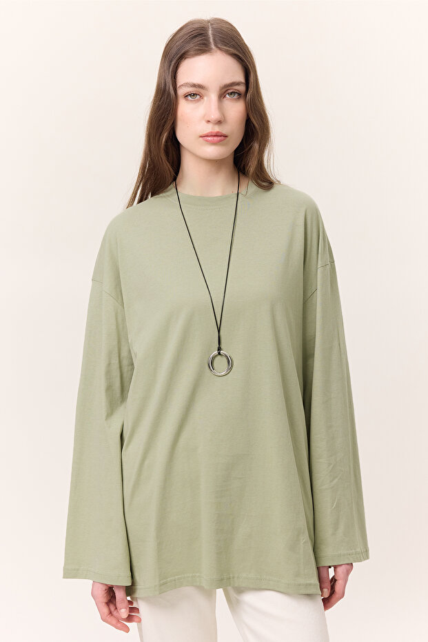 Wide Sleeve Oversize Tshirt Green