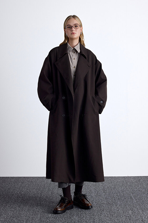 Nicola Kruvaze Trench Coat Dark Brown