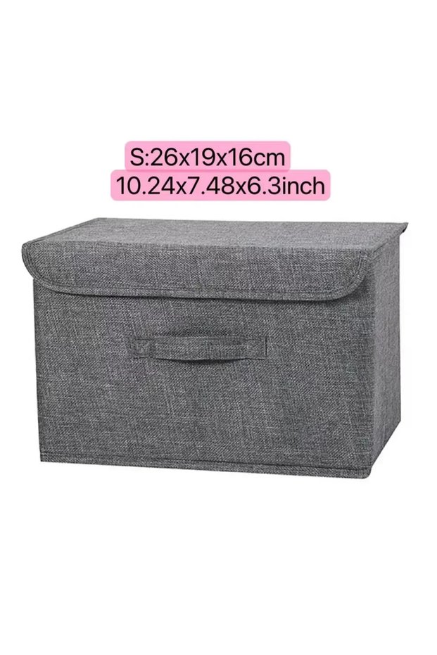 S Large-capacity Linen Fabric Storage Organizer Foldable Clothes Storage Basket for Clothing Underwe