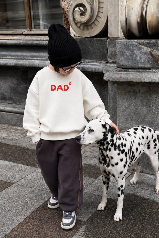 Unisex Kids Dad Printed 3 Thread Fabric Cotton Sweatshirt