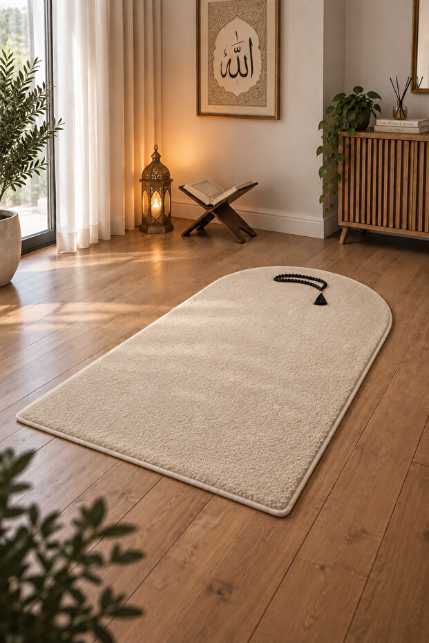 Fluffy Prayer Rug Soft Plush Prayer Rug Non-Slip Base Washable Comfortable Prayer Carpet