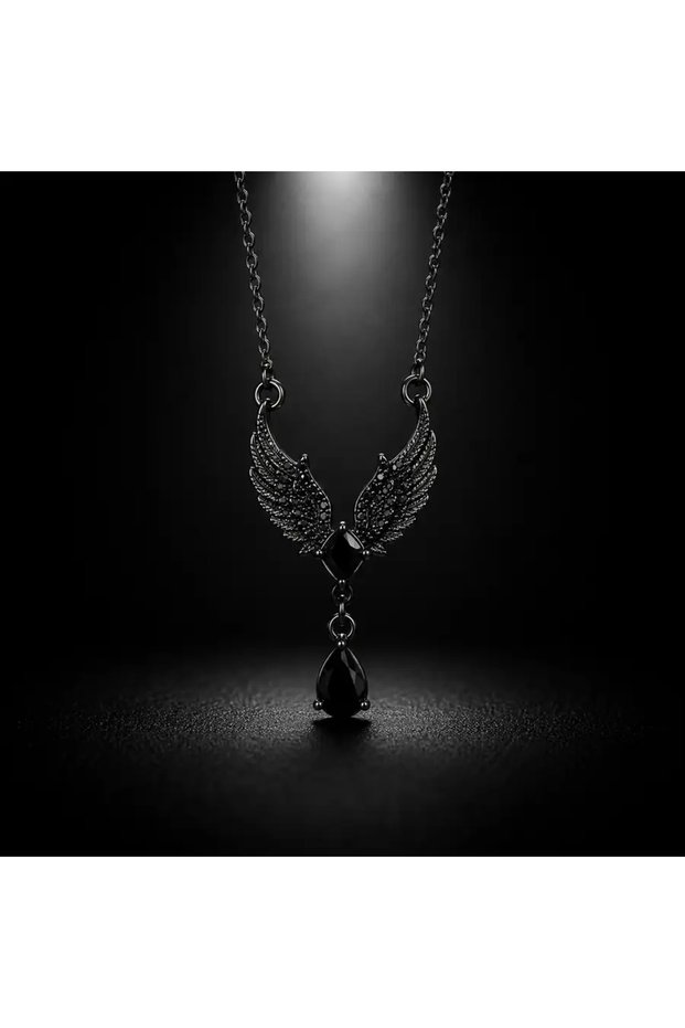 Melek Kanatlı Siyah Gotik Kolye
