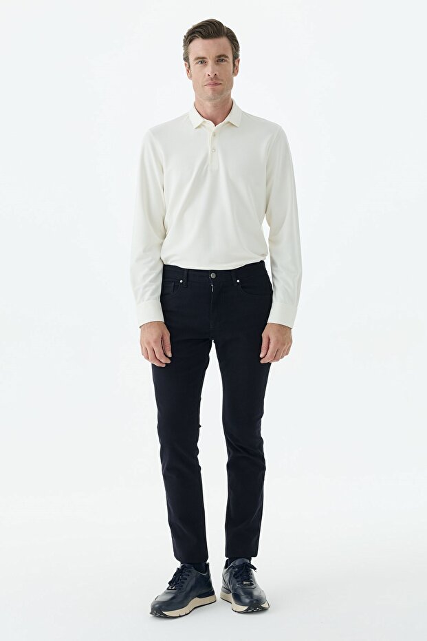 Navy Blue Comfort Fit Sports 5-Pocket Trousers