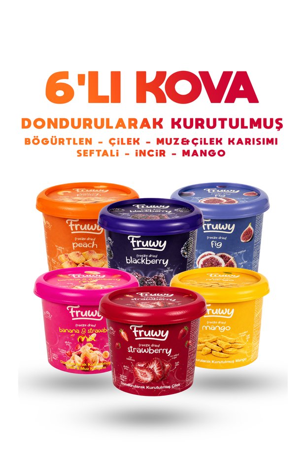 Freeze Dried 6-Pack Bucket (Strawberry, Mango, Blackberry, Peach, Fig, Banana & Strawberry Mix)