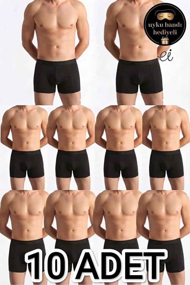 Men's Black 10-Pack Cotton Lycra Boxers - Comfortable Flexible Underwear - Custom Made Sleep Band Gift