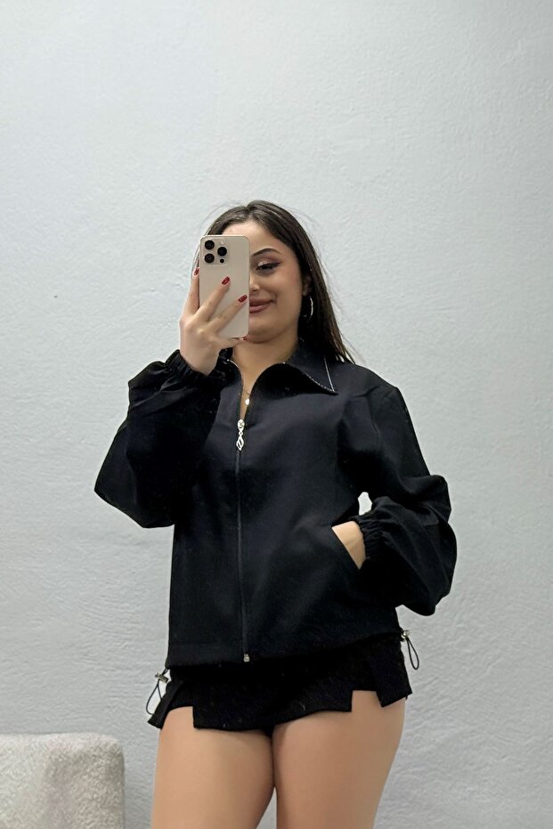 Women's Woven Dabıl Stopper Jacket Black