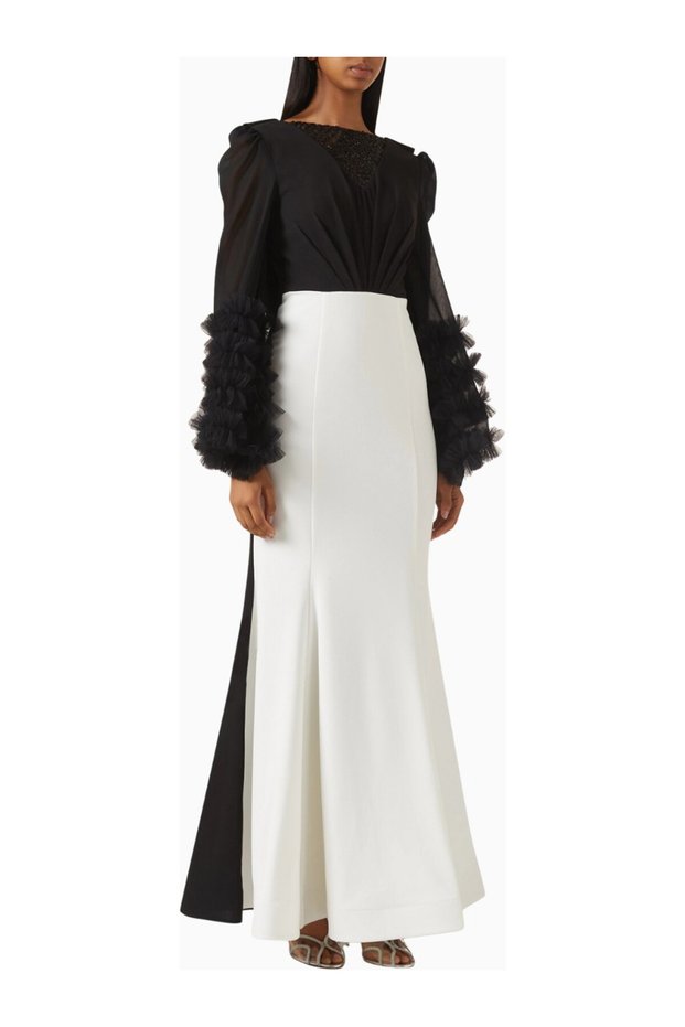 Ruffled-Sleeves Flared Ruffled Sleeve Long Women's Dress