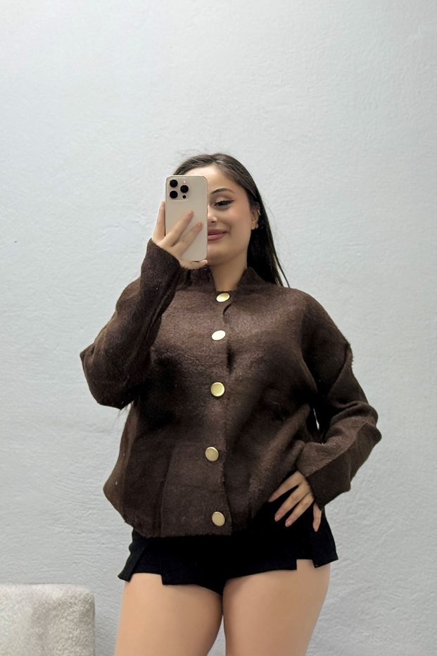 Women's Buttoned Knitwear Cardigan Brown