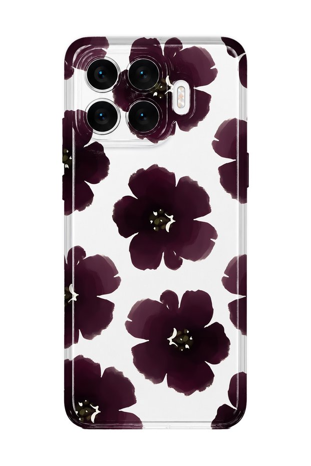 Xiaomi 17t Compatible Purple Flower Pattern Transparent Phone Case