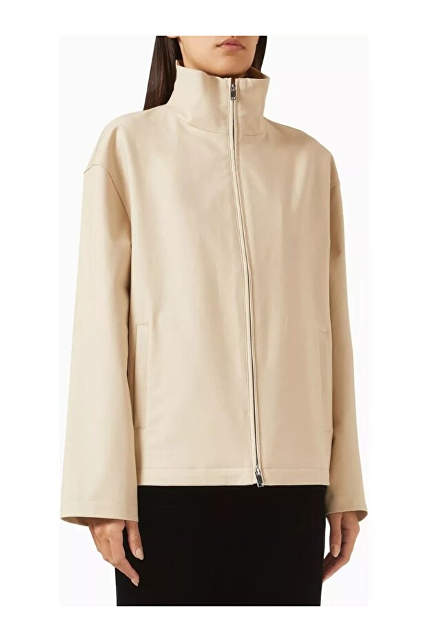 Bomber Jacket, Italian Pima Cotton, Stylish Sports Style, Light Beige