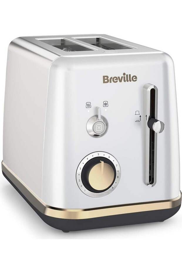 2-Slice Toaster, Silver with Gold Accents