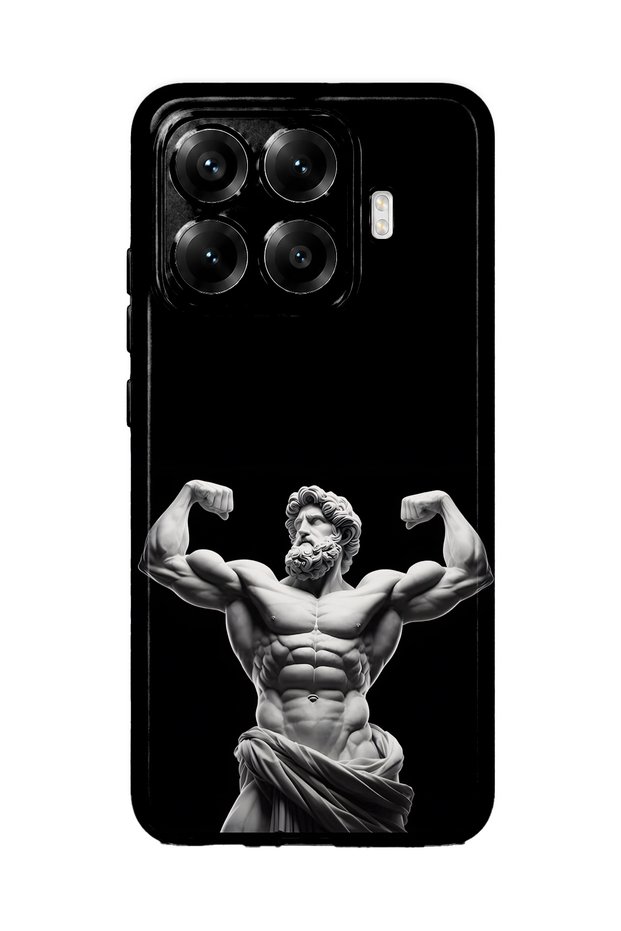 حافظة هاتف شفافة متوافقة مع هاتف Xiaomi 17T Pro بنمط تمثال قديم على شكل إله عضلي