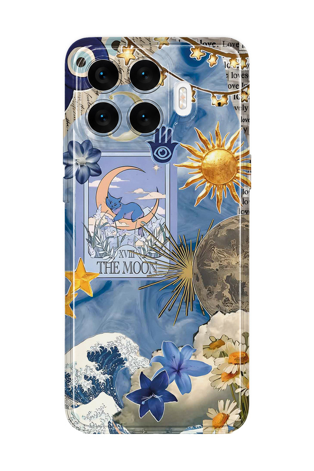 Xiaomi 17t Compatible Moon Sun Vintage Sky Pattern Transparent Phone Case