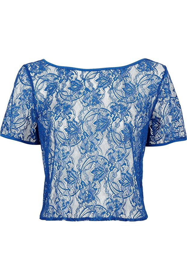 Lazy Days Short Sleeve Top, Transparent Floral Lace, Modal & Silk Blend