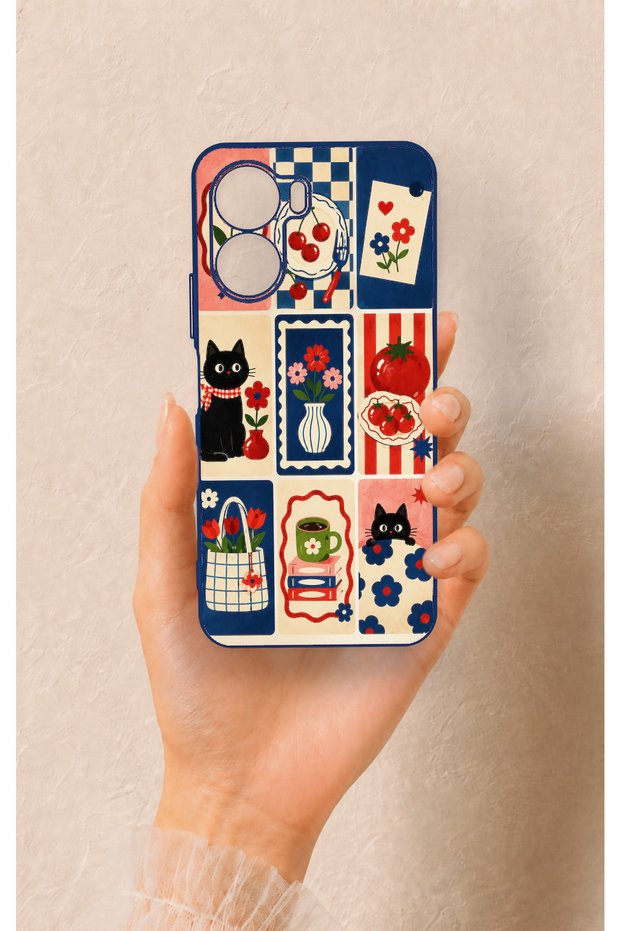 Vivo Y16 Compatible Cute Cat and Flower Pattern Silicone Case