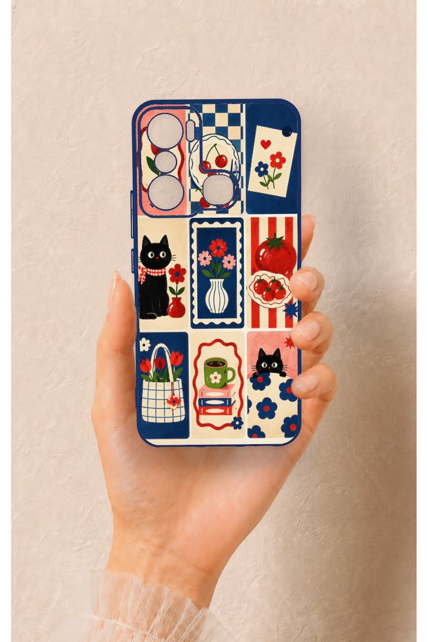 Infinix Hot 20I Compatible Cute Cat and Flower Pattern Silicone Case