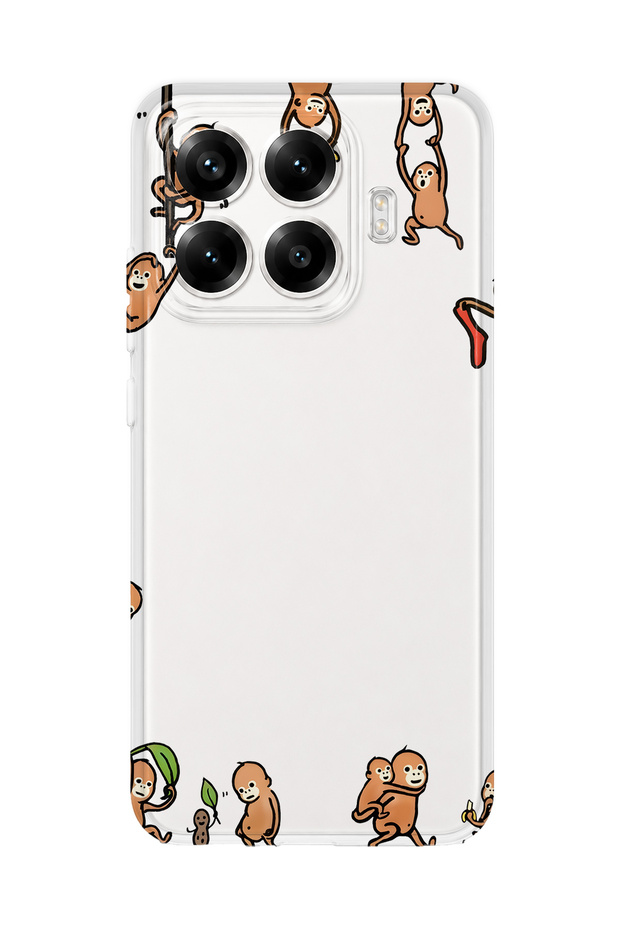 Xiaomi 17t Pro Compatible Monkeys Patterned Transparent Phone Case