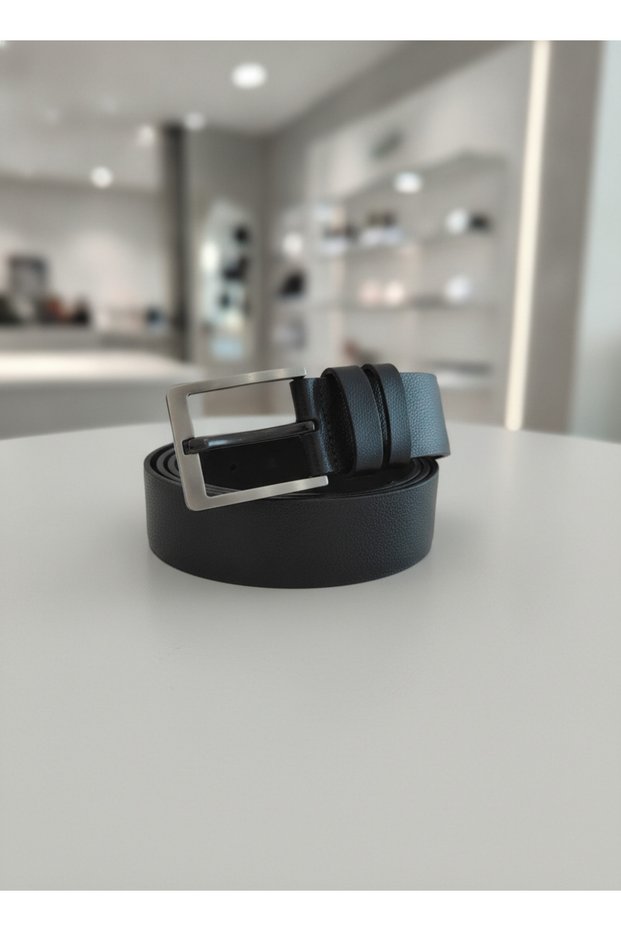 Genuine Black Leather Belt – 4.5 cm Wide, with Modern Metal Buckle