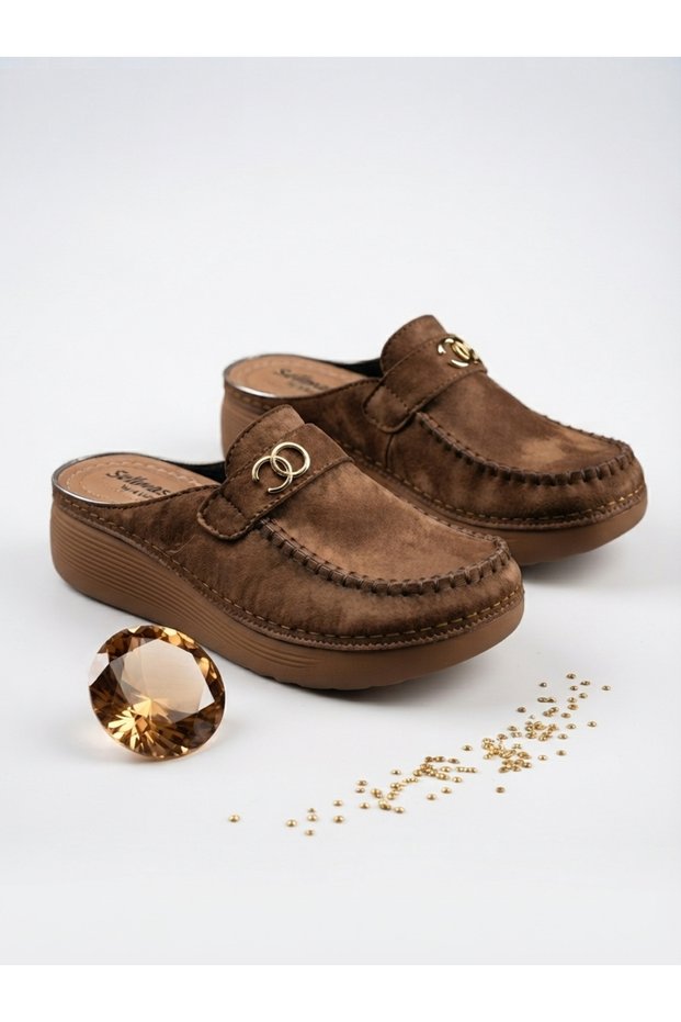 Mona Taba Suede Orthopedic Sabo Slippers Nk20102