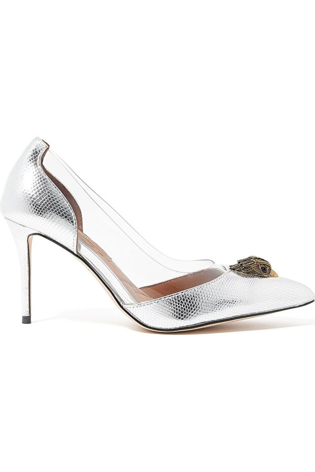 Belgravia Vinyl Eagle Detailed Heeled Shoes - Silver