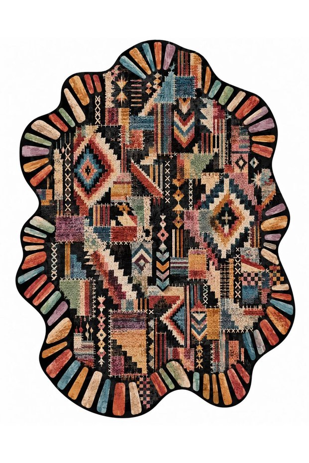 Auraplus Neon Ethnic Pattern Woven Base Decorative Carpet Auraplus87