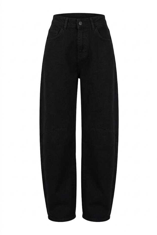 Self-Belted Baggy Jean - Black Black