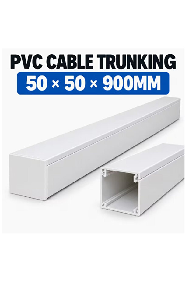 PVC Cable Trunking 50x50x900mm with Cover, Electrical Wire Duct Plastic Cable Raceway, Cable Organizer for Home, Office & Workshop Wiring