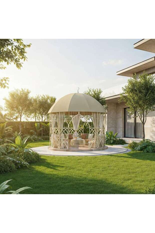 Velora Gazebo 4 Dia With Corner Sofa Set And Coffee Table - White