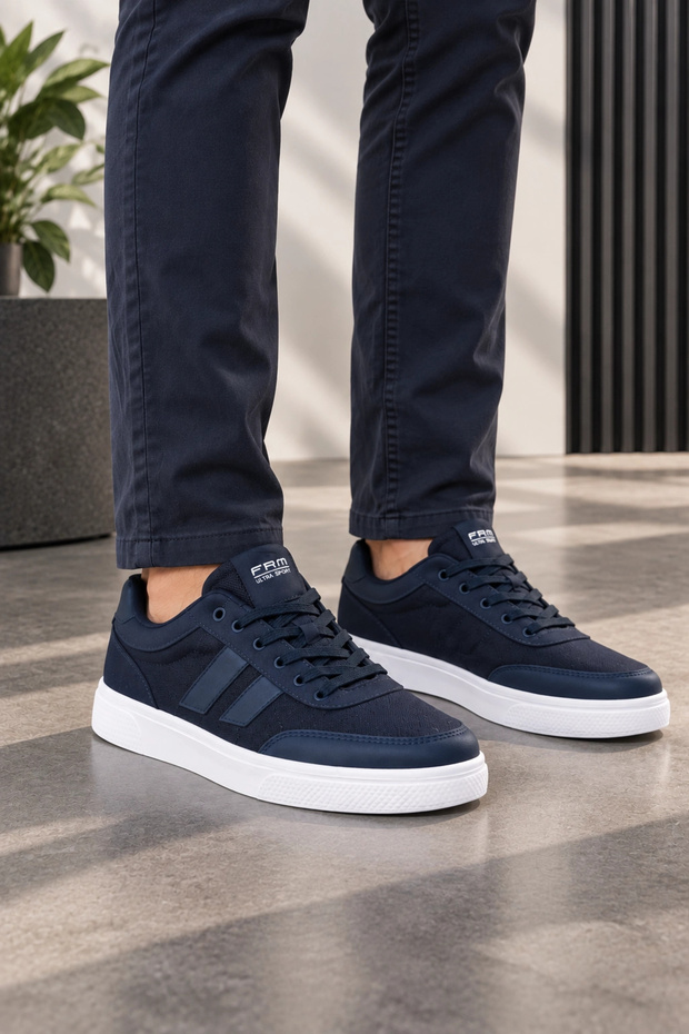 Nidus Men's Lace-Up Casual Daily Shoes - Navy Blue