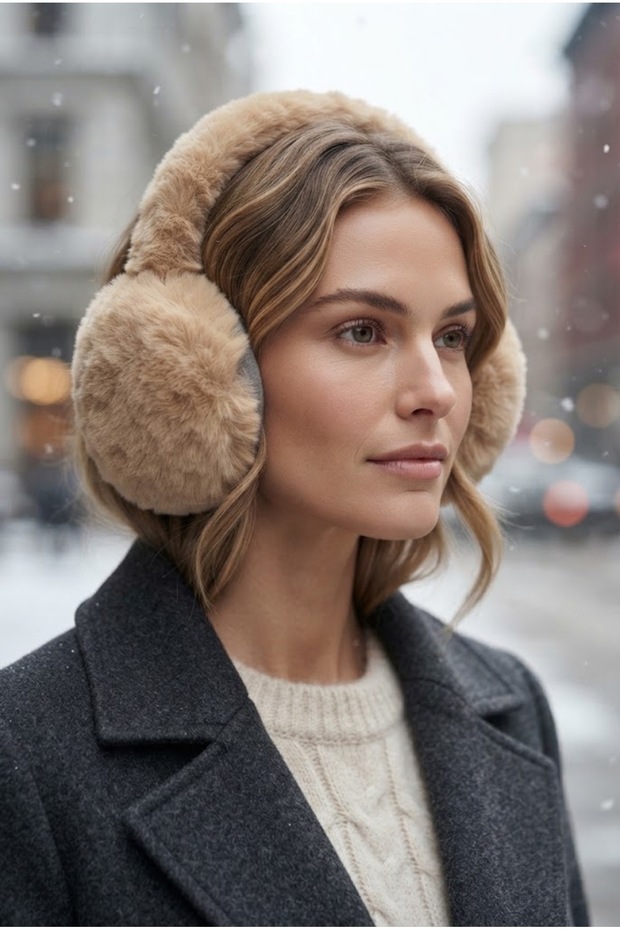 Women's Winter Soft Plush Furry Earmuffs Beige